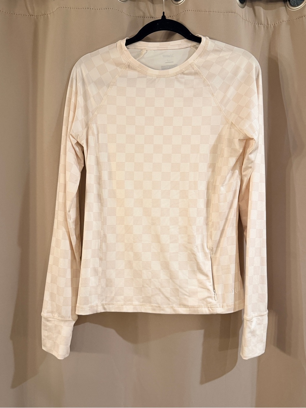 Hurley Long-Sleeve Checker Performance Top — Cream